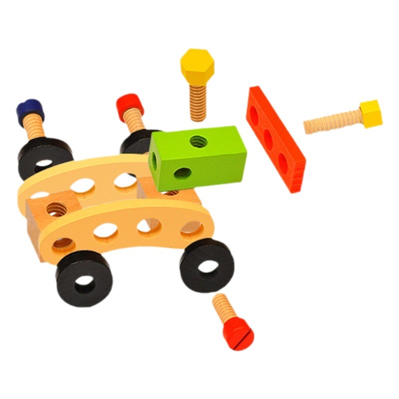 Wooden variety nut splicing portable toolbox boys disassembly combination puzzle play house repair toys