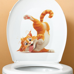 外貿卡通跳舞小貓咪兒童臥室馬桶貼家居裝飾牆貼貼紙自粘批發跨境