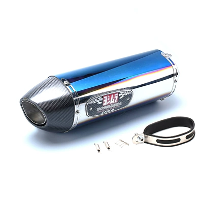 Yoshimura R77 tail throat QJmoto – Motorcycle exhaust pipe - half-blue-carbon-head