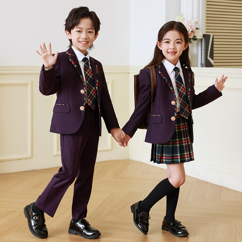 Estilo británico uniforme de escuela primaria traje de niños JK uniforme traje de Niña estudiante de secundaria clase uniforme vestido de primavera y otoño ropa