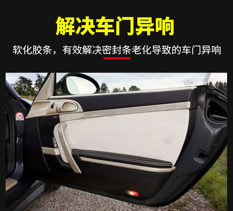 Automotive rubber and plastic protectant, car door rubber strip brightener, car window noise reduction agent, car interior maintenance agent