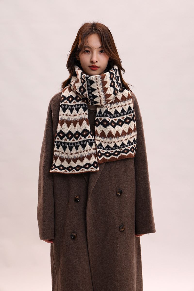 Jacquard Herbst Winter, koreanische Version und Hut, zweiteiliges Set, Schal für Frauen, vielseitig, Studentin, Paar, warmer Schal_voghion.com