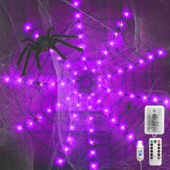 国境を越えた電気商led小彩灯ハロウィーン蜘蛛網灯鬼節道具リモコン灯小灯串卸売り