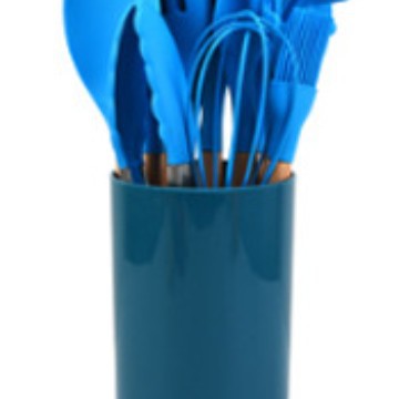 Juego de utensilios de cocina de silicona con mango de madera de haya, 12 piezas, espátula de cocina, cuchara de cocina, juego de utensilios de cocina antideslizantes