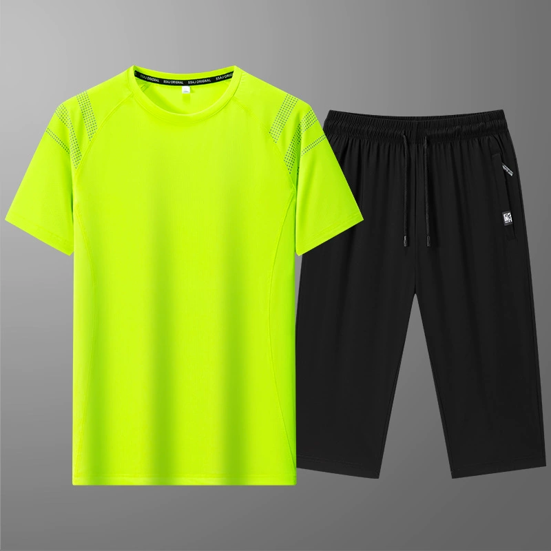 Silk sports suit, shorts, men's T-shirt, trousers, with short sleeve