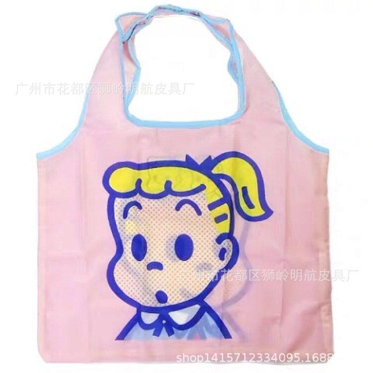 Clearance New Japanese-Style Lightweight Foldable Portable Bag Cute Cartoon Tote Bag Large Capacity Shopping Bag