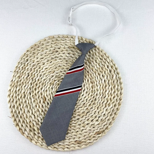 Gray TR cotton double red and white pattern tie*28cm