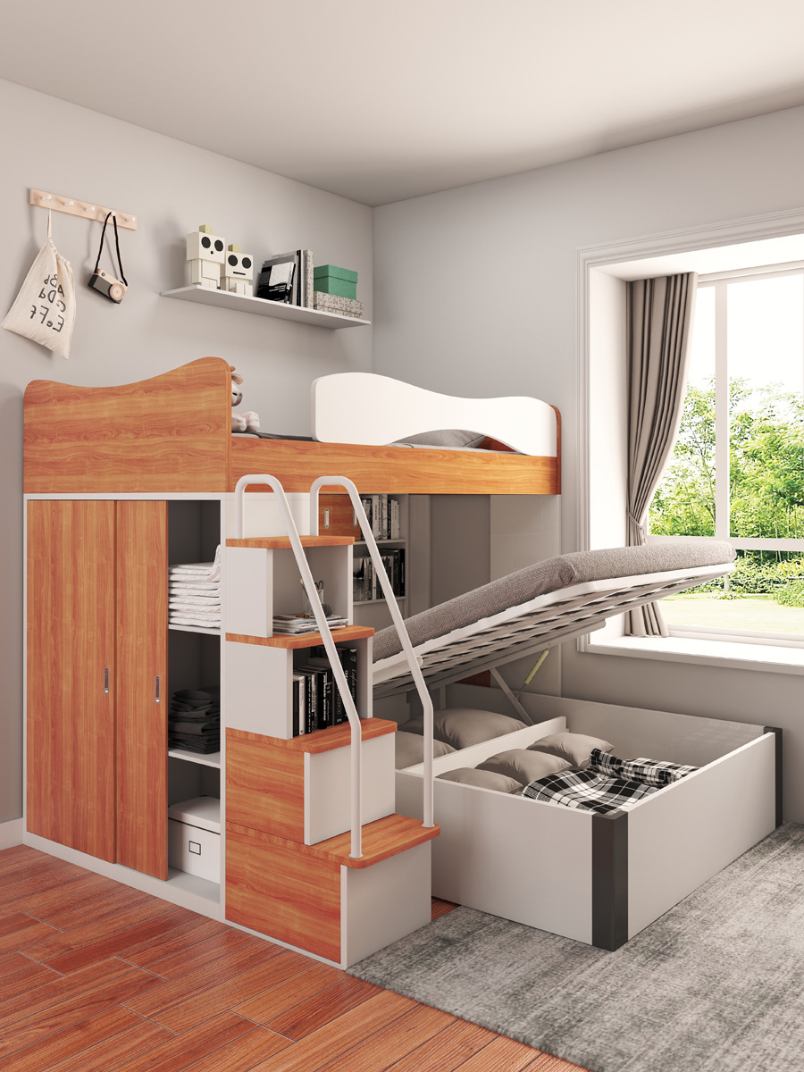 Children's Bed Staggered Bunk Bed Small Apartment High and Low Bed Bunk Bed Bunk Bed Double Bed with Desk