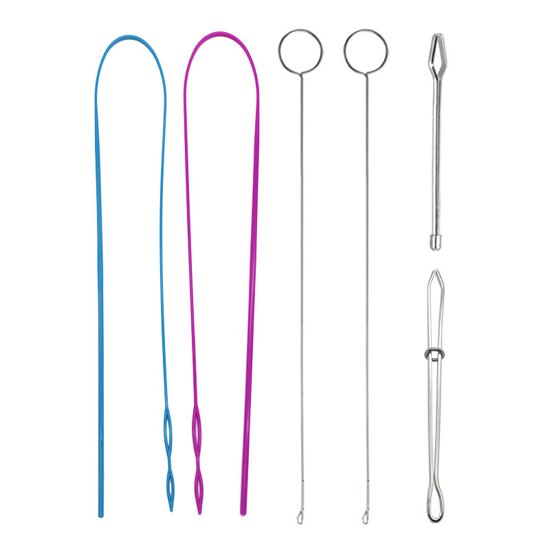 Juego de enhebrador de banda elástica de Amazon, cable de banda elástica de plástico largo, enhebrador de cuerda de doble orificio, clip de cinturón