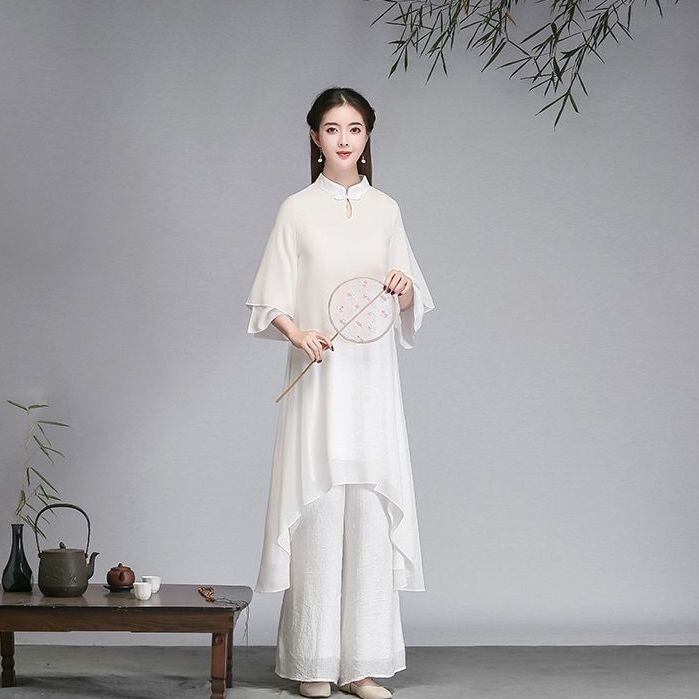 New Large-Size Retro Zen-Inspired Ethereal Meditation Attire Set, New Chinese-Style Women's Clothing, Zen Dance Wear, Tea Attire New Large-Size Retro Zen-Inspired Ethereal Meditation Attire Set, New Chinese-Style Women's Clothing, Zen Dance Wear, Tea Attire
