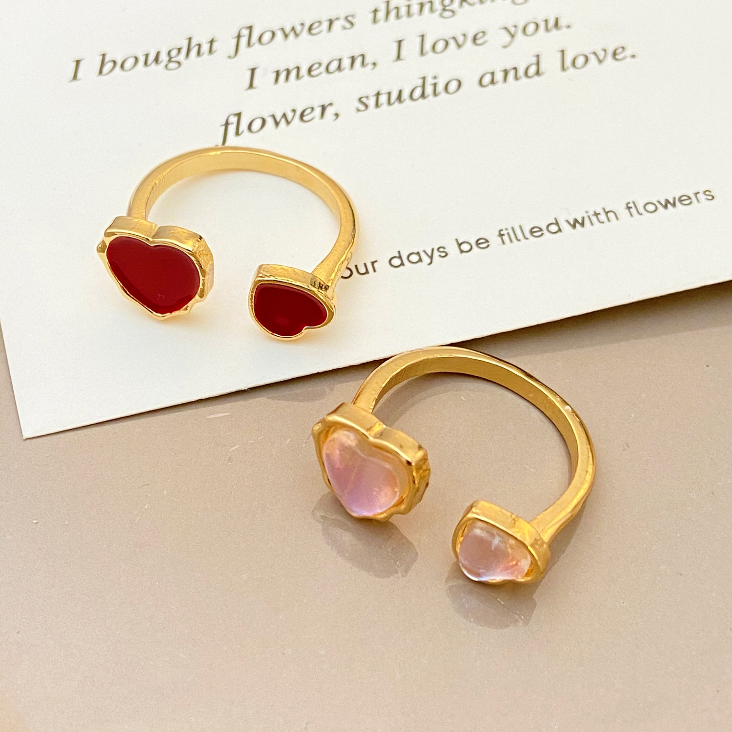 1 Piece Elegant Heart Shape Alloy Enamel Plating Women's Open Rings display picture 4