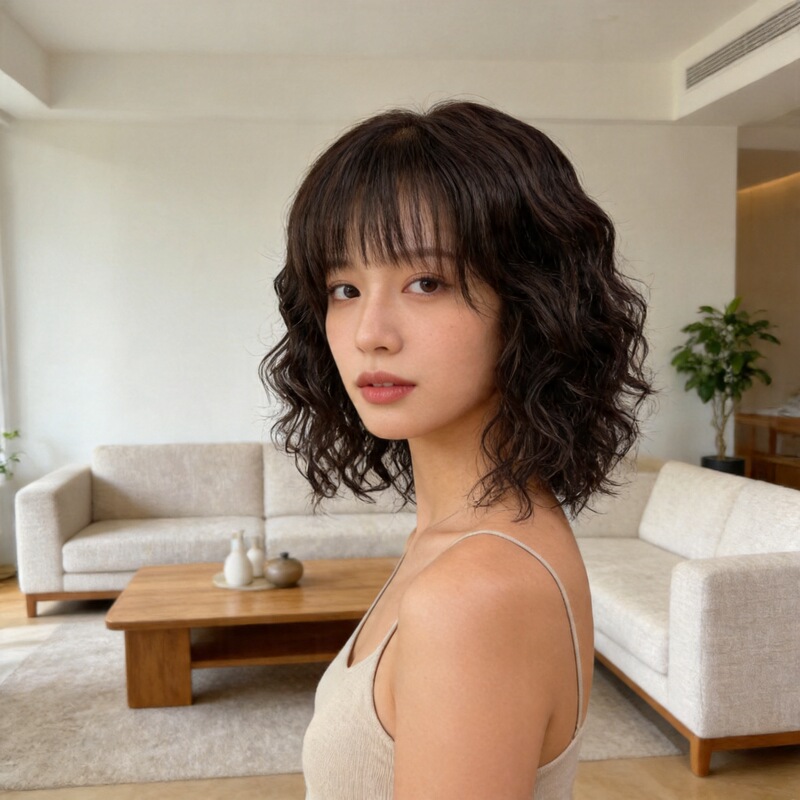 Wig Made of Real Human Hair, Full Headpiece with Medical Inner Net, Hand-Woven Smooth Braided Hair, Deep Wave Style for Middle-Aged and Elderly Women, Mom Style