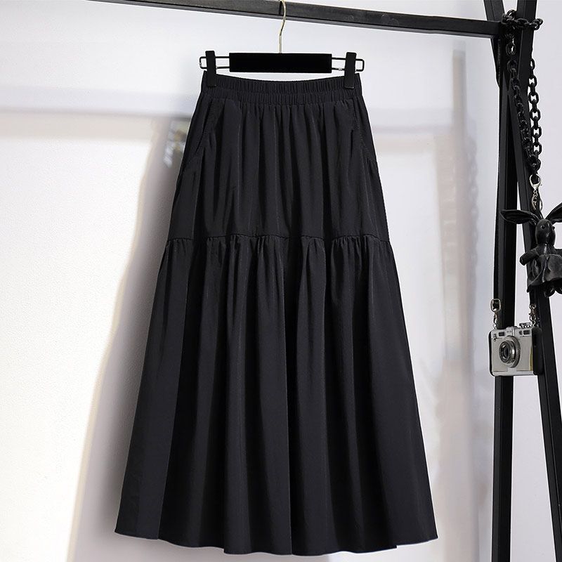 Black Skirt Women's Popular This Year Spring and Summer New Explosions A- Line Skirt High-Level All-Match Umbrella Skirt