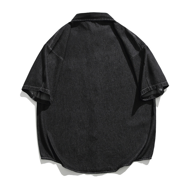 Camisas de vaqueros de manga corta para hombres de verano de moda americana de estilo de vestir suelto de estilo perezoso pareja de hombre chaqueta de media manga