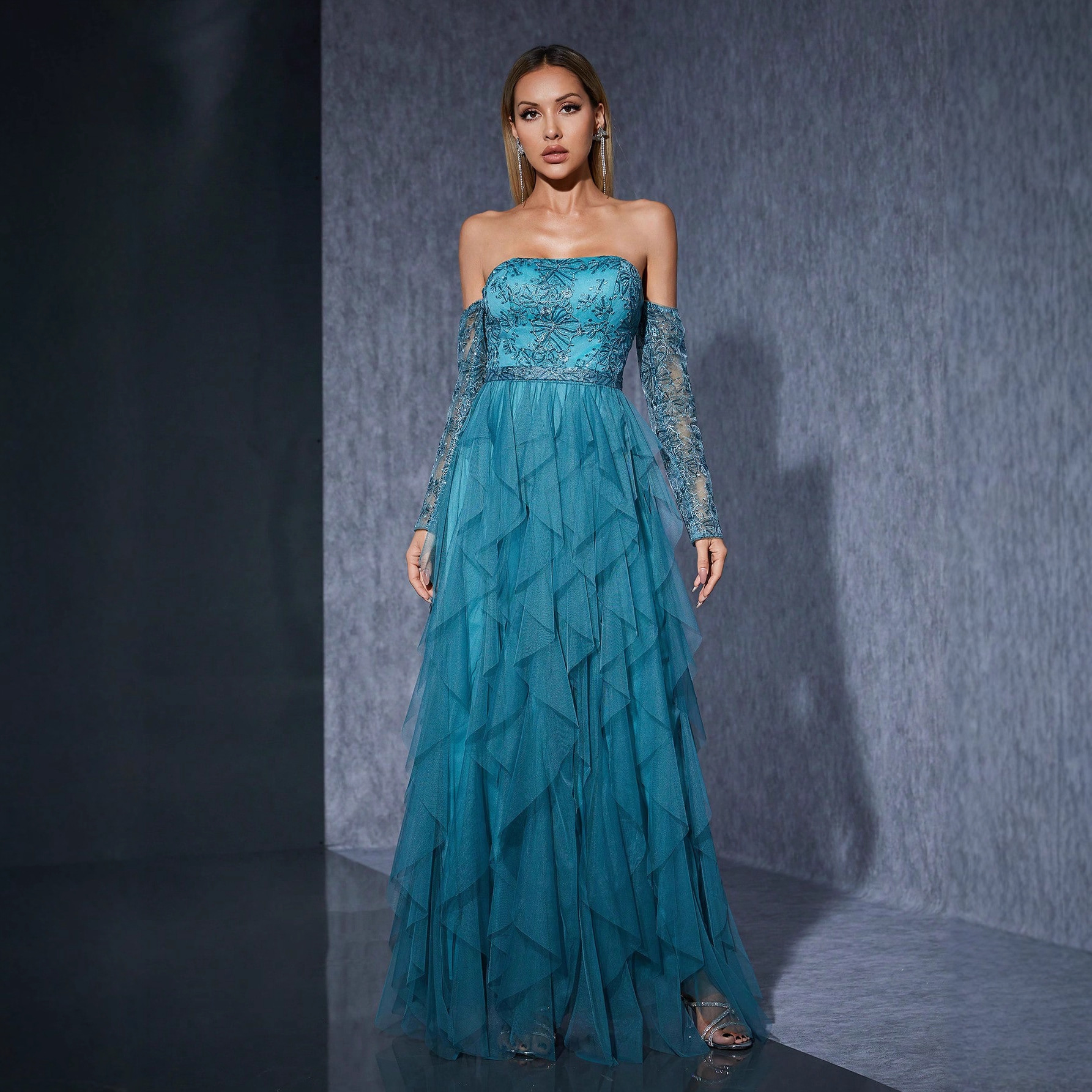 2026 nuevo estilo de diseño de malla ligero lujoso nicho vestido de noche para mujeres