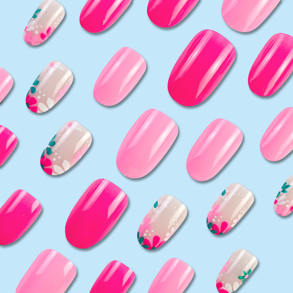 Europa y los Estados Unidos comercio exterior venta caliente pegatinas de uñas rosadas pequeñas flores frescas blanqueamiento de uñas patas de uñas explosivas transfronterizas usar uñas image 4