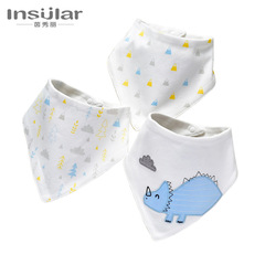 3 packs of cotton baby saliva towels cartoon baby snap triangle saliva towel neck scarf bib bib cross-border