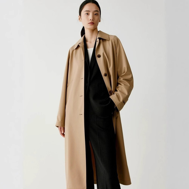 【Dewdrop Trench Coat】Ic Xiaohe 2026 Spring New Silk Wool Fine Weave Plain Fabric Mid-Length Trench Coat for Petite Sizes