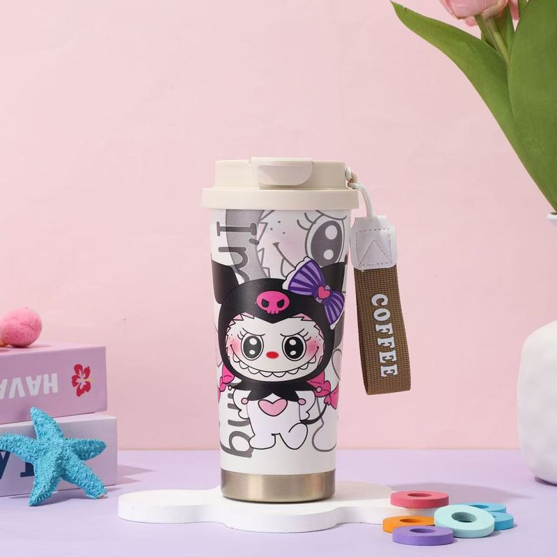 东南亚跨境拉布布卡通不锈钢保温杯便携铃兰高颜值水杯吸管杯|undefined