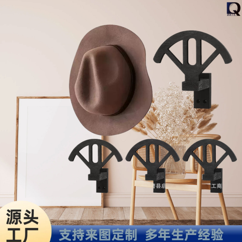 Cross-Border Wooden Hat Storage Rack Wall-Mounted Cowboy Hat Storage Rack Wall-Mounted Sun Hat Display Rack Solid Wood Hat Rack