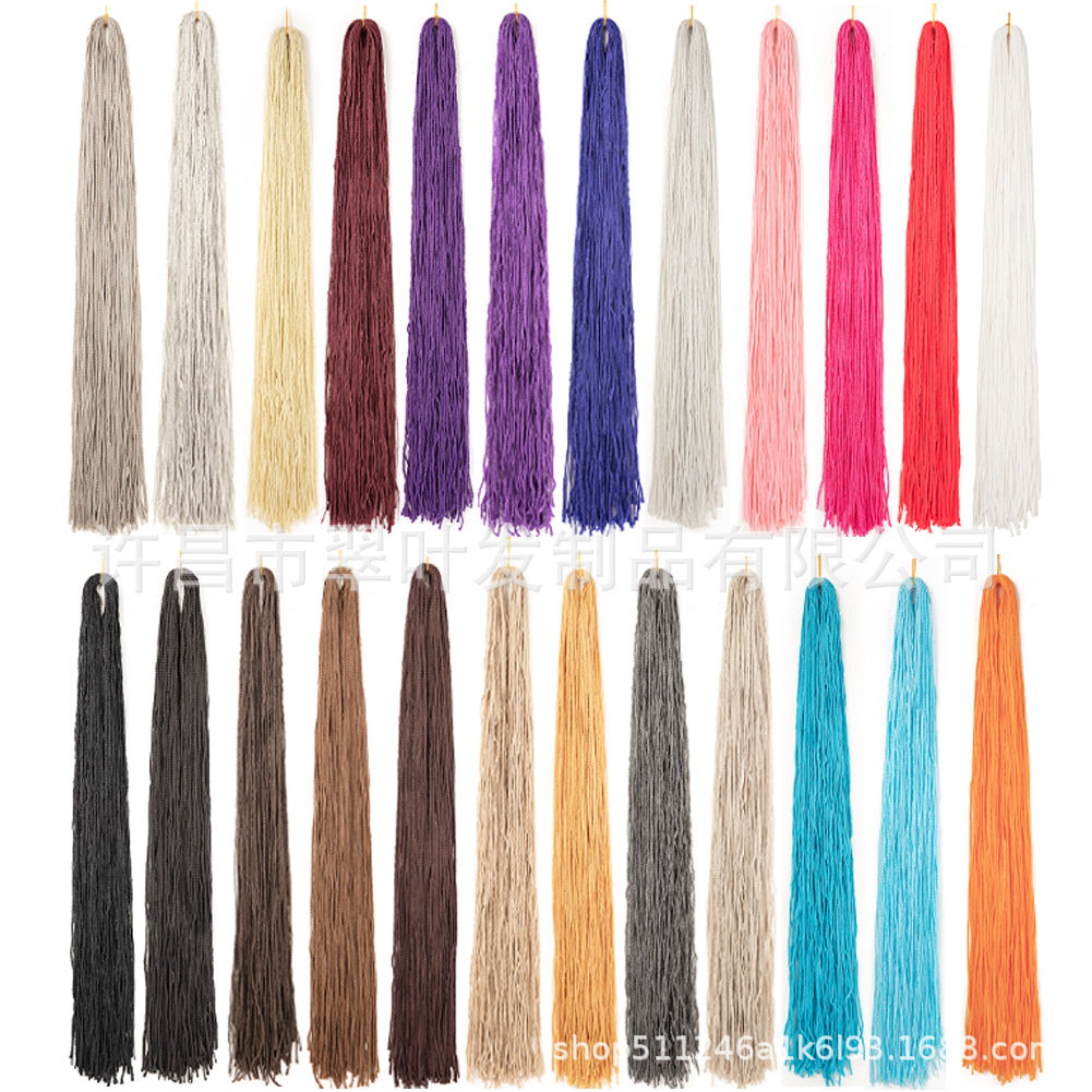 Trenzas de tres hebras ultrafinas de color Hip Hop Personalidad de moda trenzas mecánicas Zizi Box Braids