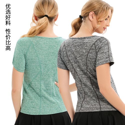 Summer outdoor running fitness clothing T plus size yoga clothing short-sleeved tops sports T-shirt quick-drying clothing for women wholesale from Russia