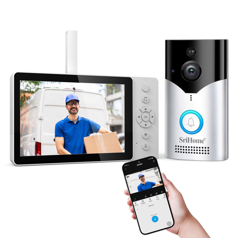 Srihome 400 万 HD ビデオ ドアベル 5inch スクリーン ドアベル ビルディング インターホン モニター ホーム 盗難防止|undefined