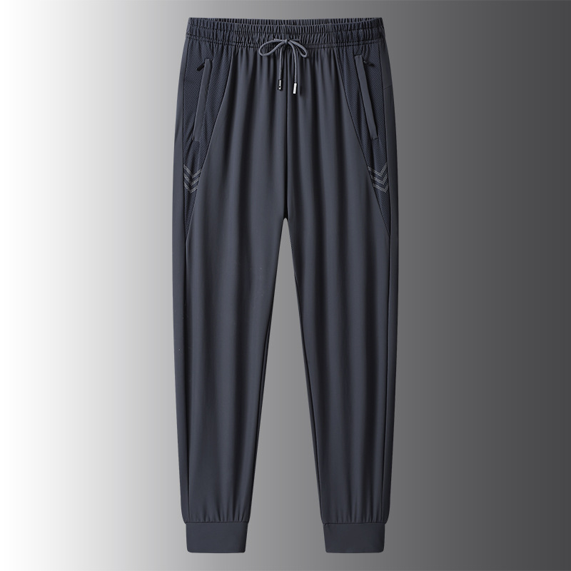 Ice silk summer thin breathable quick drying sports casual for men's oversized loose elastic air-conditioned pants_voghion.com