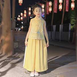 高端女童套装夏装2026新款儿童新中式国风汉服大童两件套女孩夏季