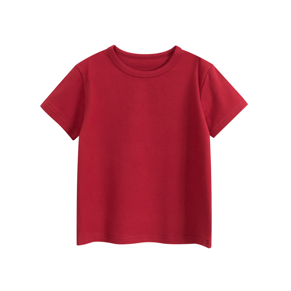 27 niños transfronterizos ropa para niños al por mayor Camiseta de manga corta para niños al por mayor ropa de verano para bebés color sólido suministro de primera mano