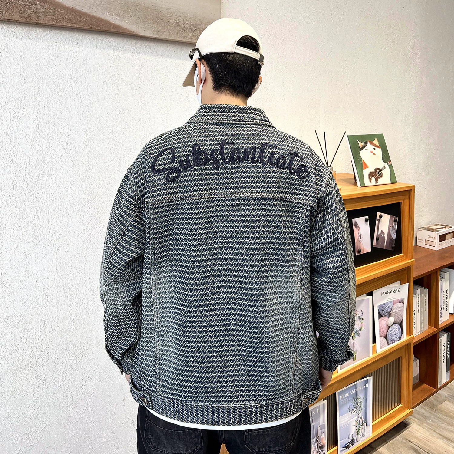Retro denim jacket, french style, oversize
