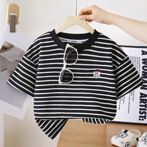 Children's Short Sleeve Top Summer New 2024 Boys' T-Shirt Baby Casual Girls' Short Sleeve Korean Style Top Children's Clothing