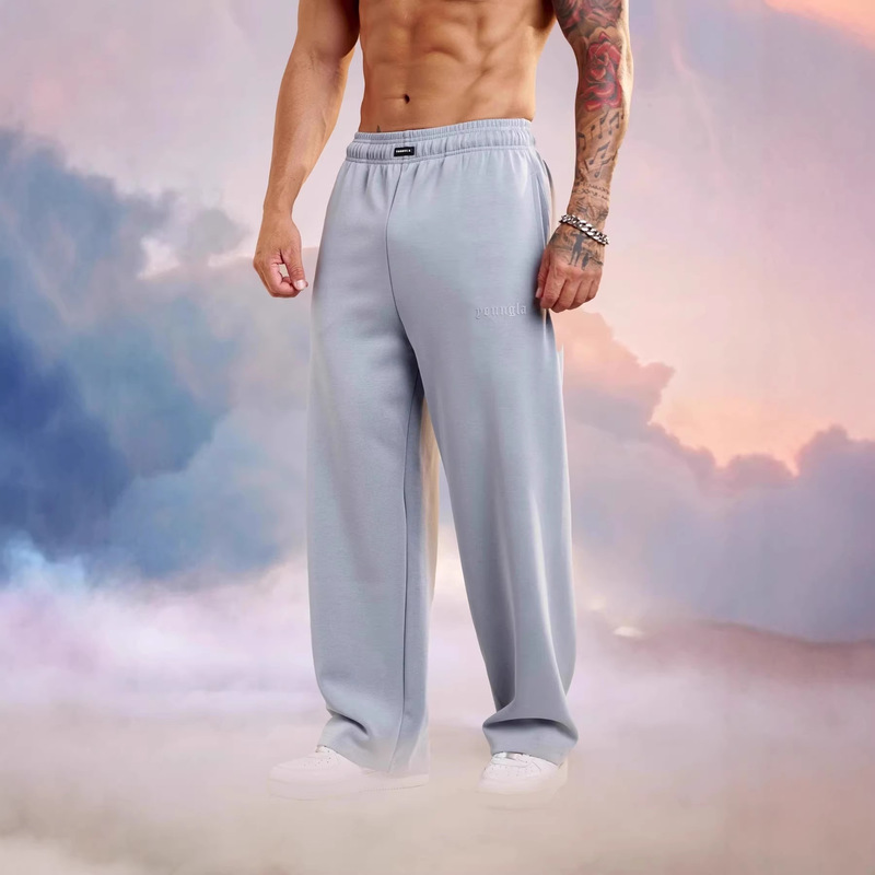 Youngla American-Style Trendy Men's Sports Pants Joggers for Fitness Training Casual Loose Straight-Leg Long Pants