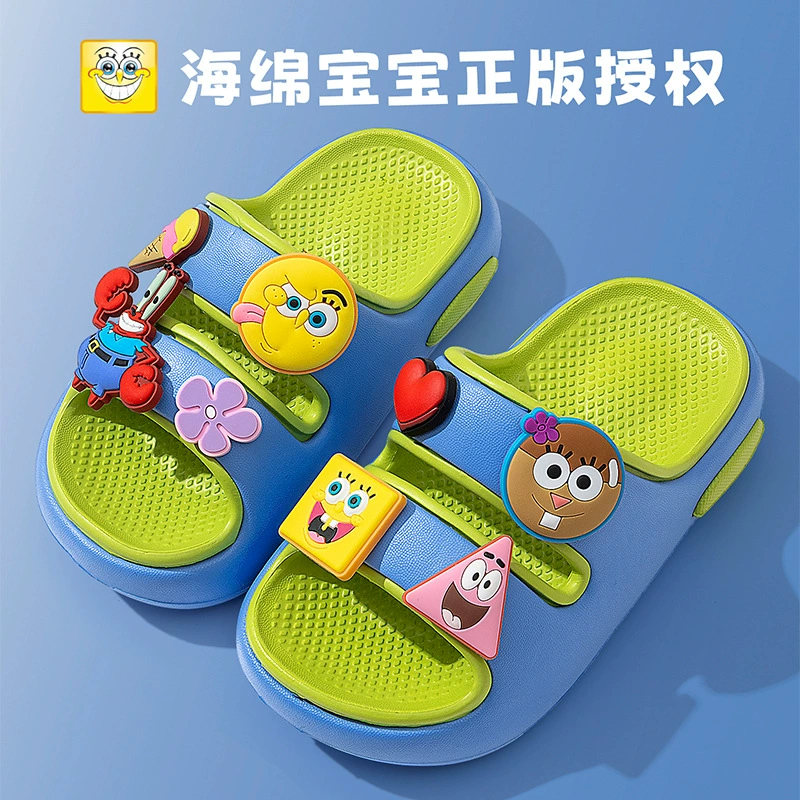 Детские тапочки Губка Боб, домашние тапочки для мальчиков и девочек, летние новые мультяшные тапочки 2025 года