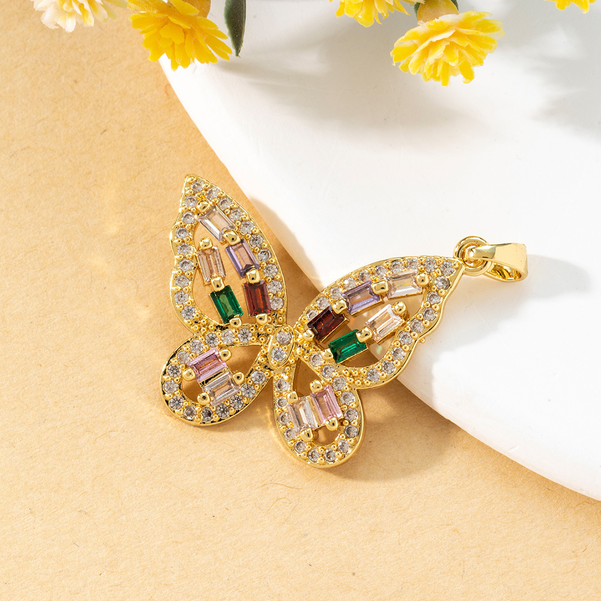 1 Piece Copper Rhinestones Butterfly Pendant display picture 25