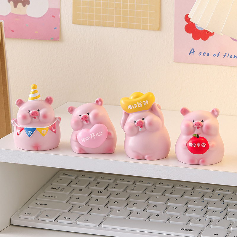 Cute Piggy Desktop Ornaments Office Workstation Decompression Decorations Heal Emotional Inspirational Refueling Gift Girl