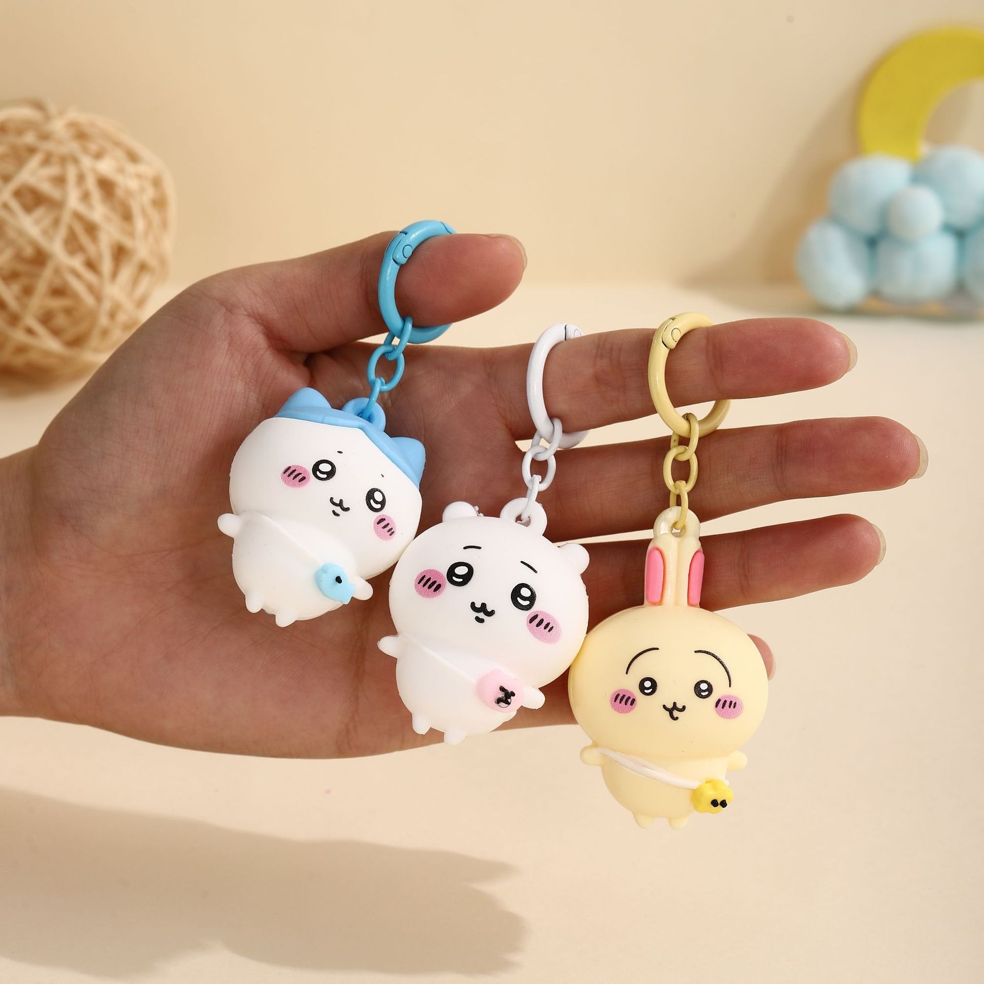 Usagi 3D pendant, Chiikawa pendant, cute Usagi and Hachiware plush keychain, mini doll pendant