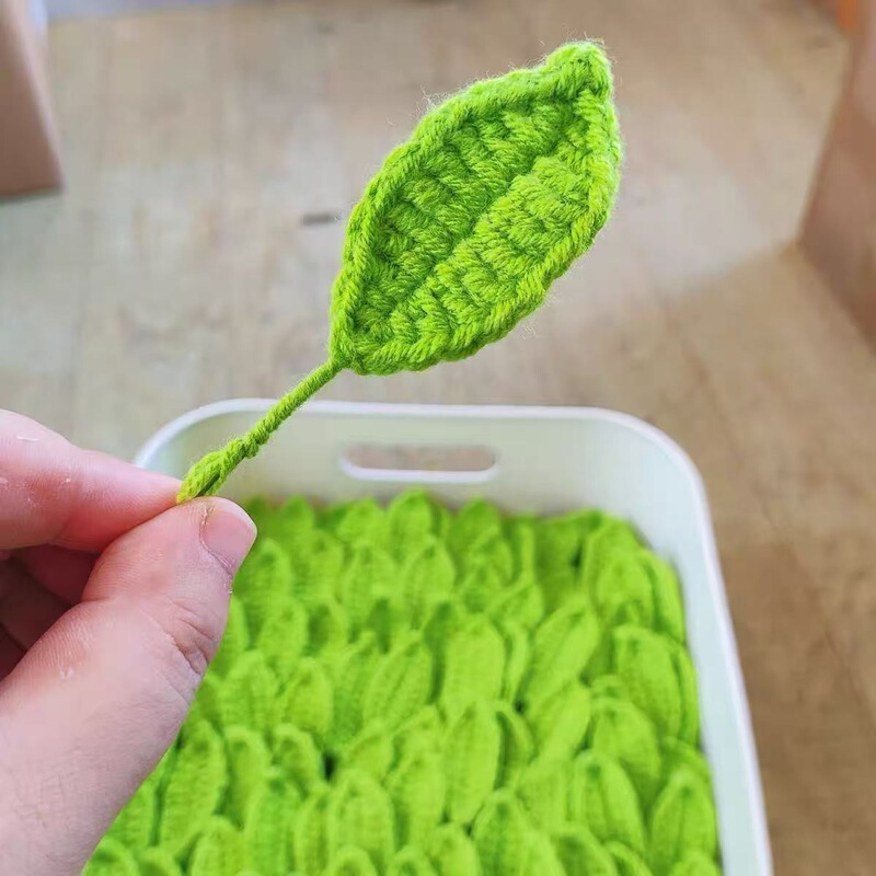 Simulated Crocheted Leaves, Simulated Flower Leaves, Semi-Finished Products, Handmade DIY Woven Lily of the Valley, Sunflower Flower Universal Leaves