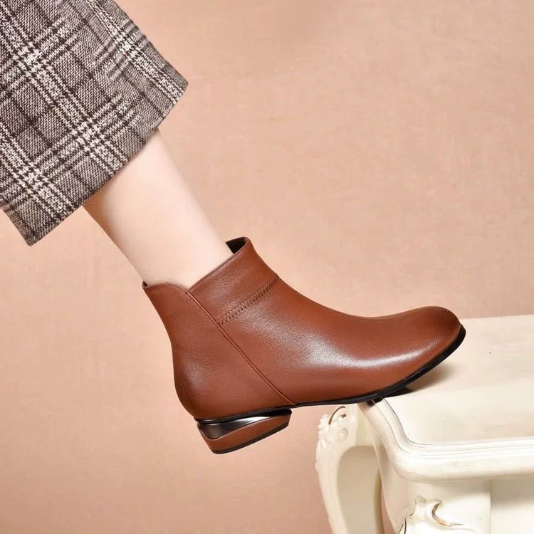 2024 Осень и зима новый средний каблуковой молния сапоги Martin обувь мама обувь мода сапоги бархатные толстые заостренные короткие трубки