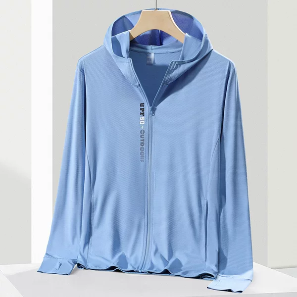 Upf50+ Hooded Sun Protection Jacket for Men, Summer Ice Silk Thin Quick-Dry Sports Outdoor Stylish Jacket Top