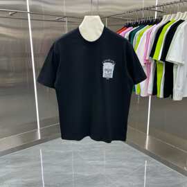 新款男装短袖 外贸潮牌卡萨布兰卡夏季红色太阳logo字母CASA女t恤