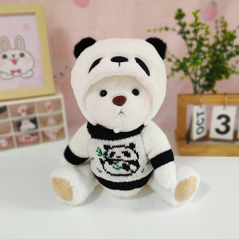 Medio Lina conjunto oso muñeca suéter traje Panda suéter + Panda sombrero cerveza CAMBIO DE MUÑECA