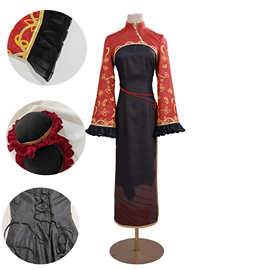 刺绣版 边狱巴士贾惜春Cosplay服原创红色渐变旗袍长款国风少女