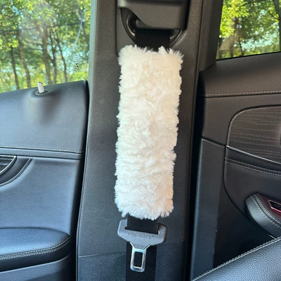 Car Shoulder Pad, Car Tissue Box, Sunshade, Armrest Box, Tissue Box, In-Car Seat Back Hanging Tissue Holder (Car tissue box/set) - white-rabbit-fur-brushed-floral-shoulder-pad