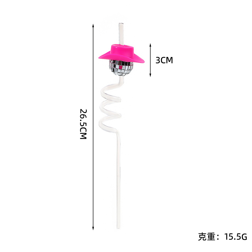 Disco bola vaquero sombrero pajita transfronteriza tema de Navidad fiesta copa de vino pajita fiesta de cumpleaños suministros de decoración