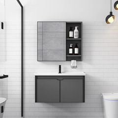 太空鋁浴室櫃組合簡約岩板一體盆衛生間洗臉盆洗漱台洗手盆智能