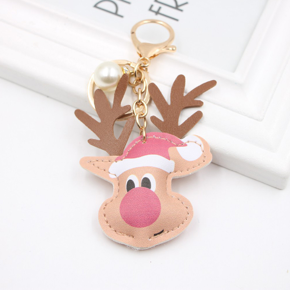 Christmas Elk Leather Keychain Pendant Animal Fawn Pendant Keychain display picture 1