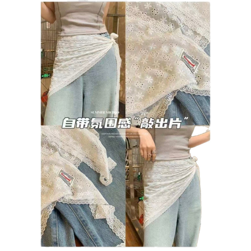 韓国バレエスタイルレース三角ウエストバンドアクセサリー女性のための春の新しい不規則なショートタイスカートバットカーテン|undefined
