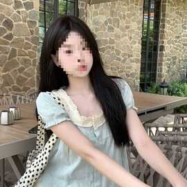 韩版甜美蕾丝花边娃娃领短袖宽松泡泡袖衬衫2026夏季百搭上衣女夏