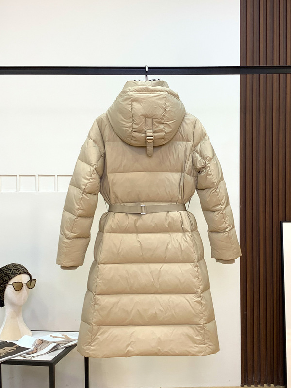 bbr2025经典款连帽收腰长款羽绒服女保暖过膝外套冬季时尚格子|undefined